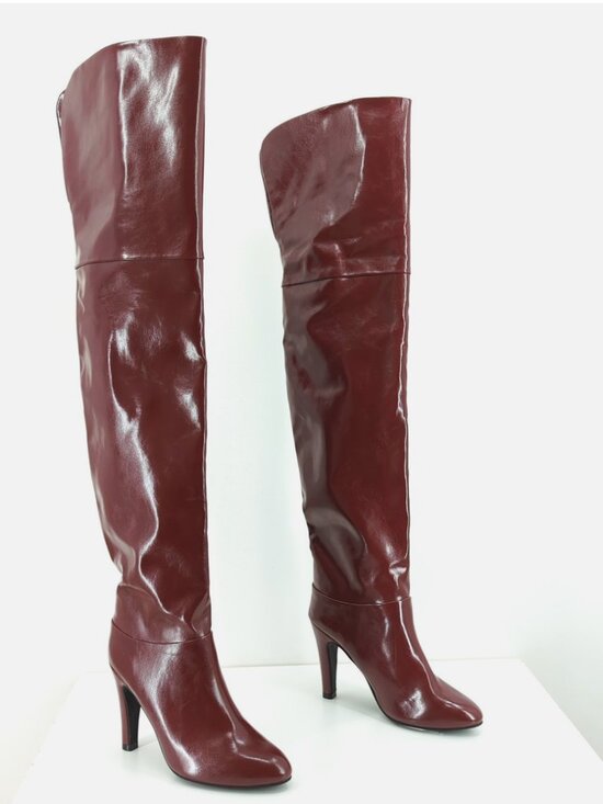 Jeffrey Campbell Shoes - Jeffrey Campbell Over-the-Knee Leather Boots in Deep Burgundy NWOT